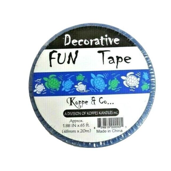 Sea Turtles Decorative Fun Tape Green White Blue Ocean Crafts 65 ft x 1.88-inch - Picture 1 of 4